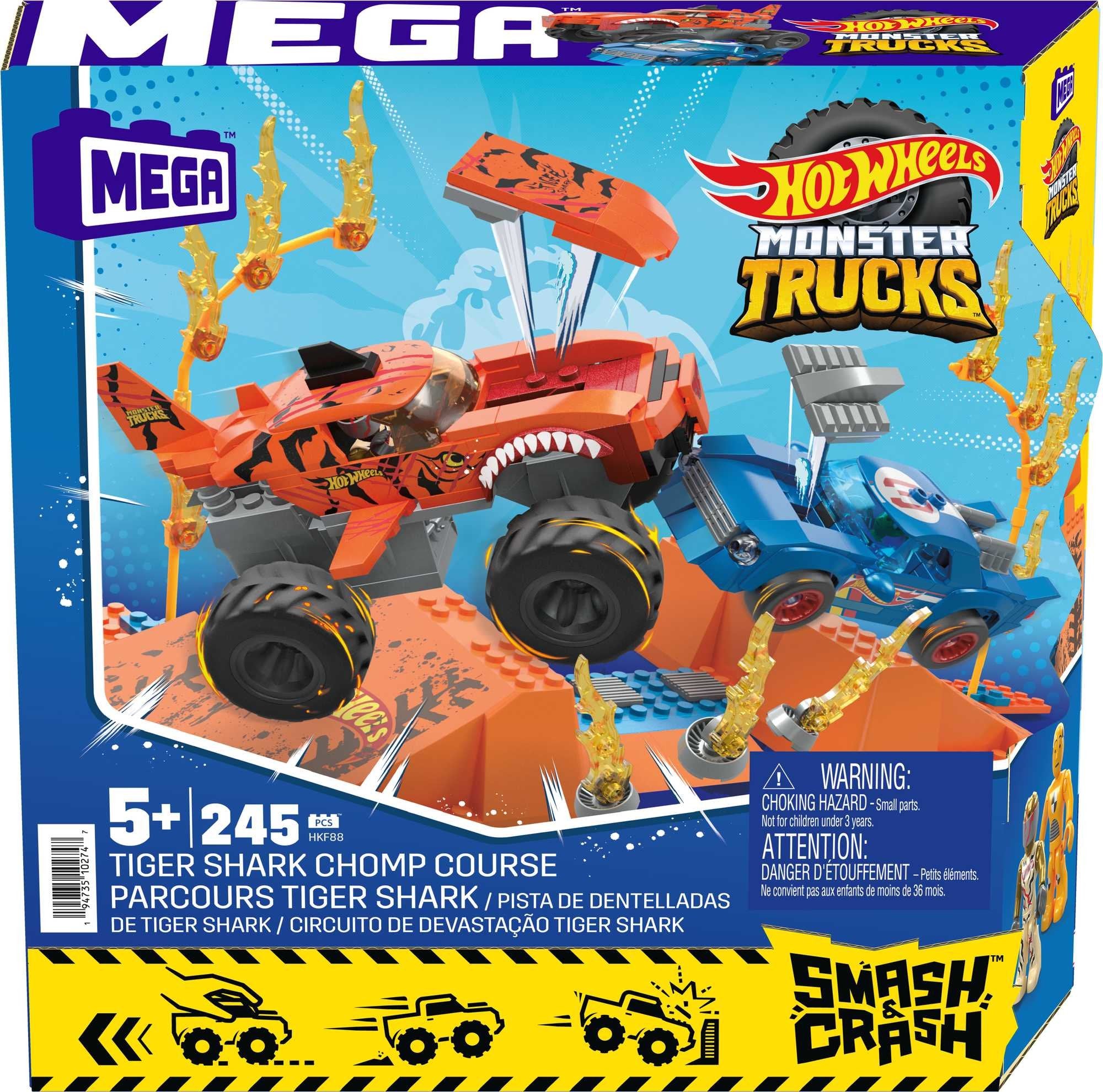 Hot Wheels Monster Trucks Tiger Shark Crash Competición Hkf88