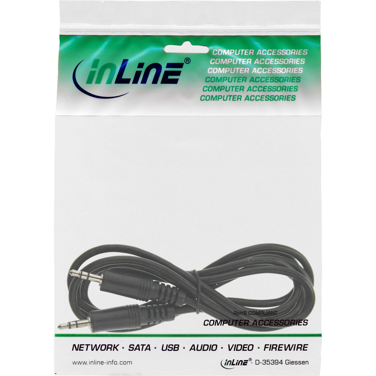 Inline® Cable De Audio 3.5mm Stereo Macho / Macho 2.5m