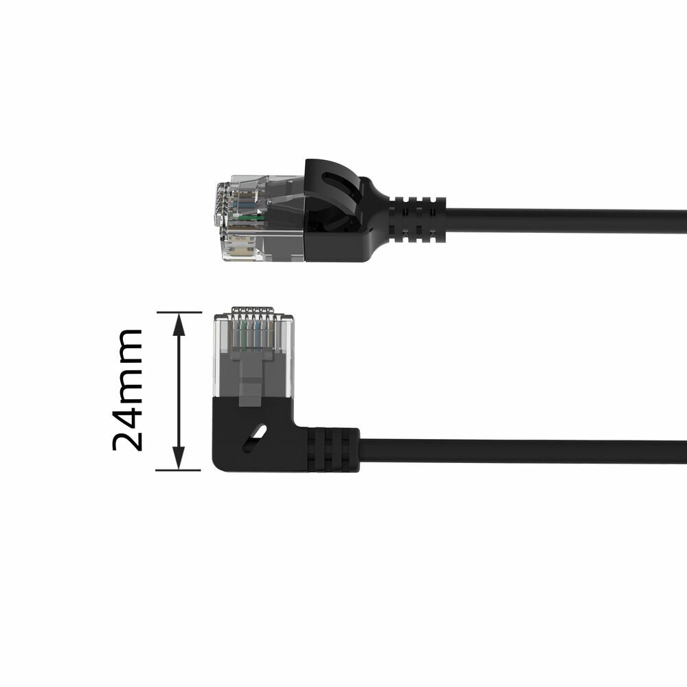 Latiguillo Cat 6a, S/Ftp,  1.00 M, Negro, Lszh Slim Conector X 1 Ángulo De 90° Hacia La Izquierda Act