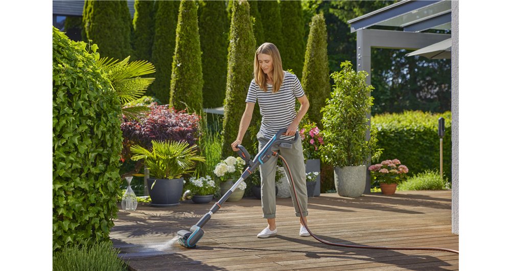 Multilimpiador Inalámbrico Gardena Aquabrush Universal 18v P4a, Limpiador De Suelos Duros (Gris/Turquesa, Batería Li-Ion 2,5ah P4a, Power For All Alliance)