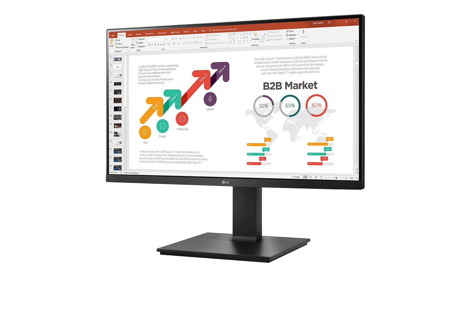 Monitor Lg Led Ips 24bp450y 23.8" 1920 X 1080 5ms Hdmi Dp Sub