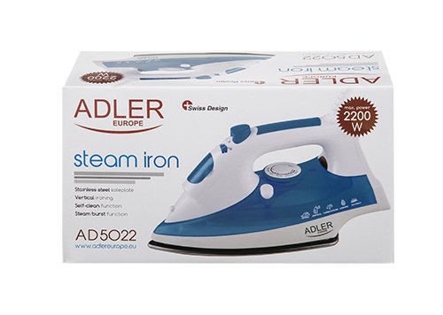 EAN 5908256834293 - Adler AD 5022 Plancha vapor-seco Suela de cerámica 2200 W Azul, Blanco imagen 2