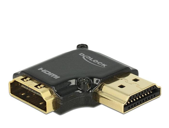 Delock 65661 Adapter High Speed Hdmi With Ethernet  Hdmi-A Female > Hdmi-A Male 4k 90° Angled Right Black