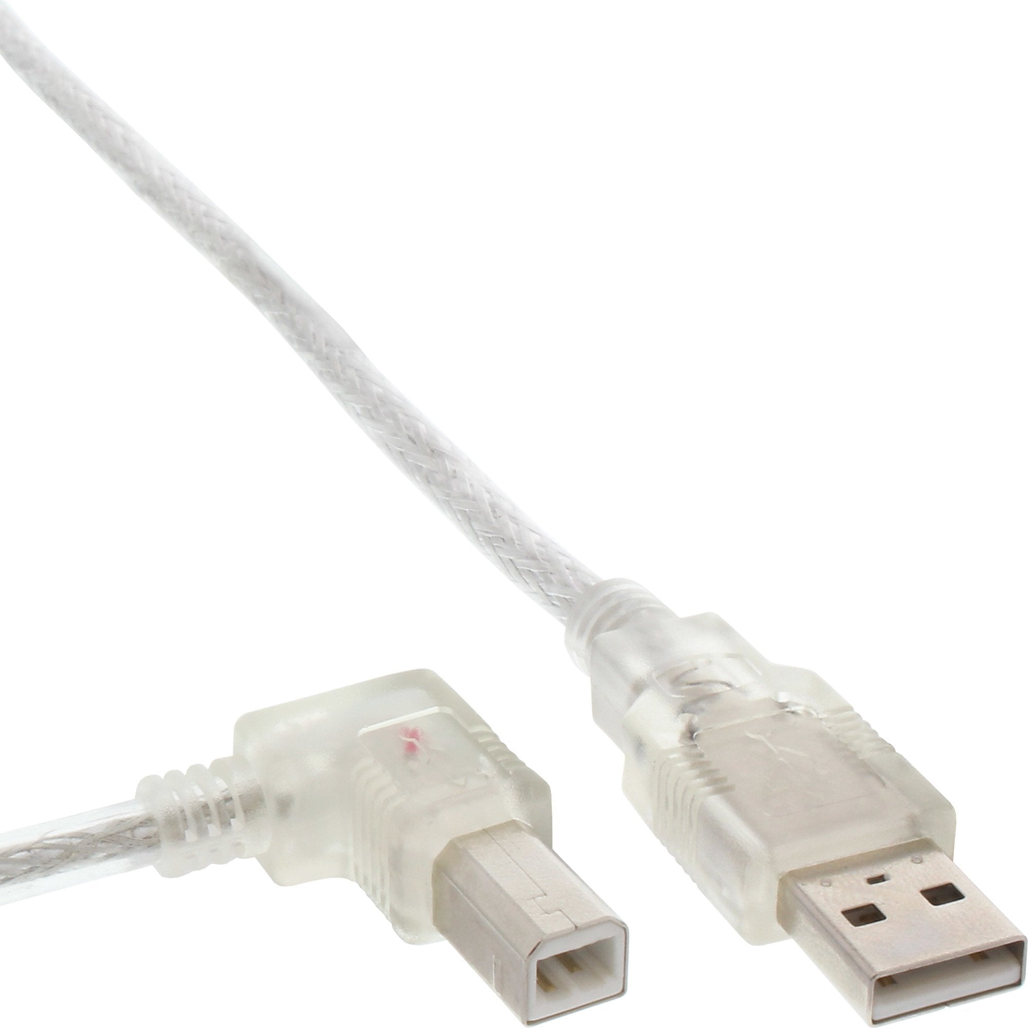 Inline Usb 2.0 Cable Acodado Tipo A Macho A B Macho Transparente 3m