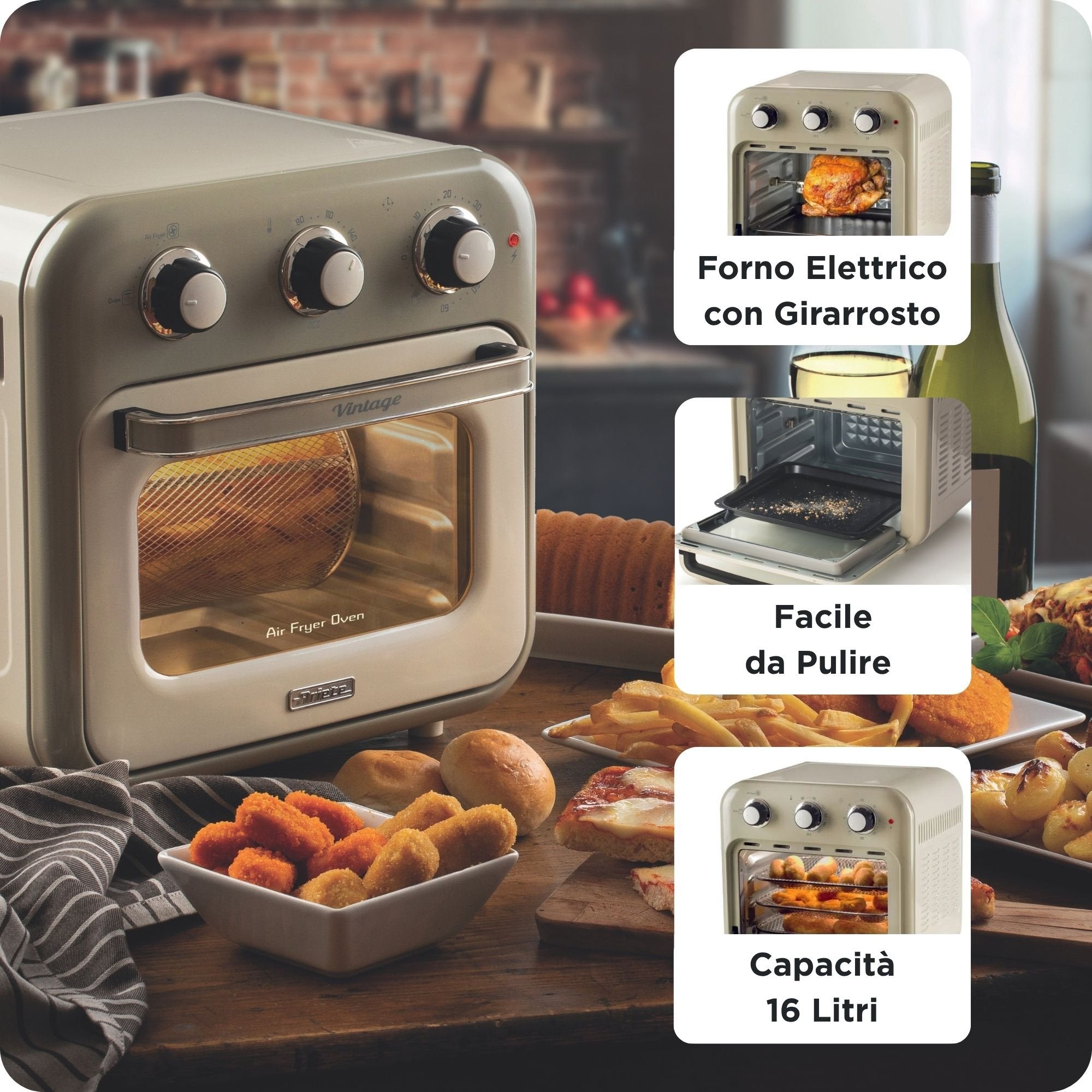 EAN 8003705122437 - Ariete 4632/03 Sencillo 16 L Independiente 1400 W Freidora de aire caliente Beige imagen 4