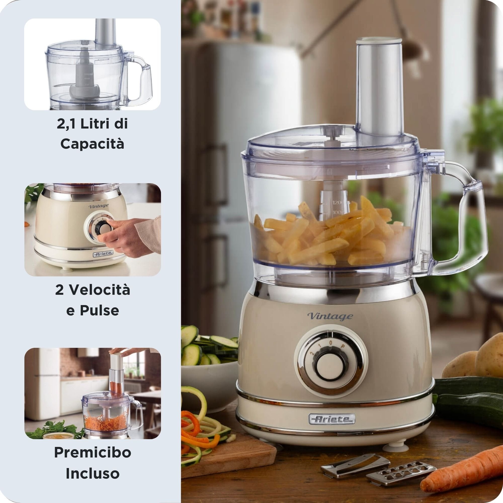 EAN 8003705124332 - Ariete Vintage Line 1781/03 robot de cocina 1000 W 2,1 L Beige imagen 4