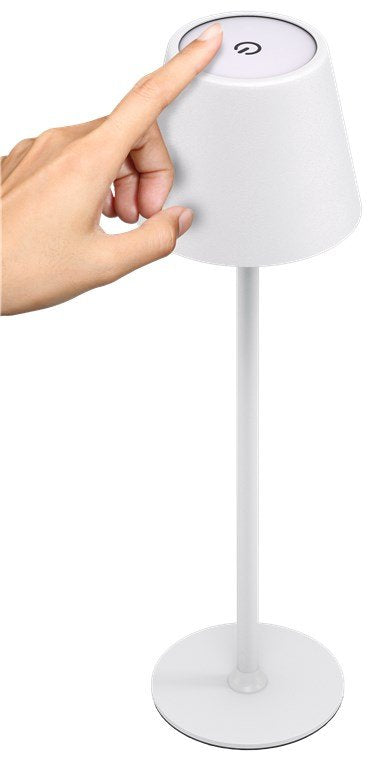 Lámpara De Mesa Led Inalámbrica, Tamaño M, 37 Cm, Blanca 
Con Control Táctil, 170 Lm, Luz Blanca Cálida (3000 K) Regulable