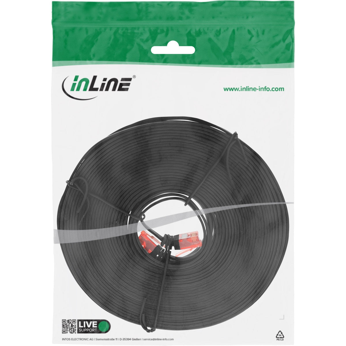 Inline Flat Ultraslim Cable De Red U/Utp Cat.6 Gigabit Ready Negro 15m