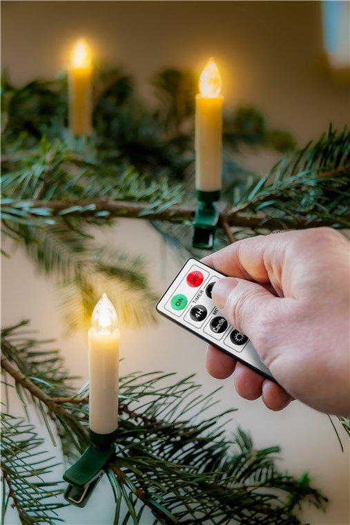 Kit 20 Velas Control Remoto Blancas Pinza Arbol
