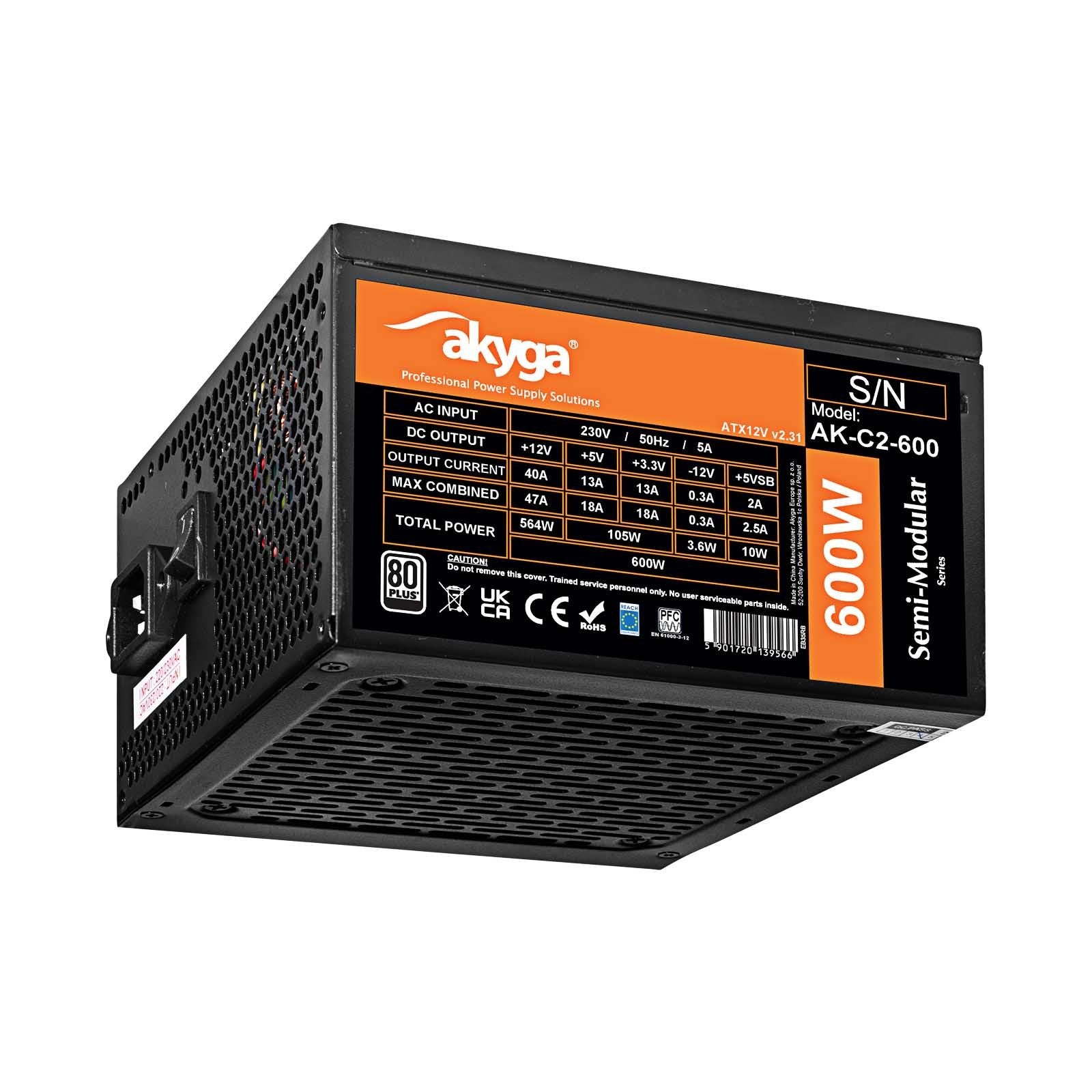 EAN 5901720139566 - Akyga AK-C2-600 unidad de fuente de alimentación 600 W 20+4 pin ATX ATX Negro imagen 1