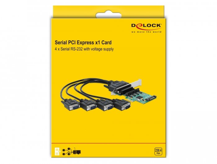 Tarjeta Pci Express  Delock 89938 X1 A 4 X Serie Rs-232 Con Fuente De Alimentación