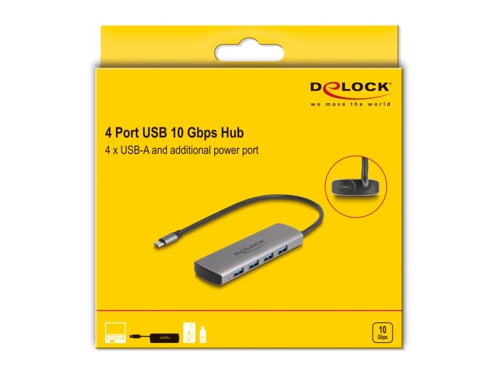Delock Usb 10 Gbps 4 Port Usb Typ-A Hub Con Usb Tipo-C Anschluss