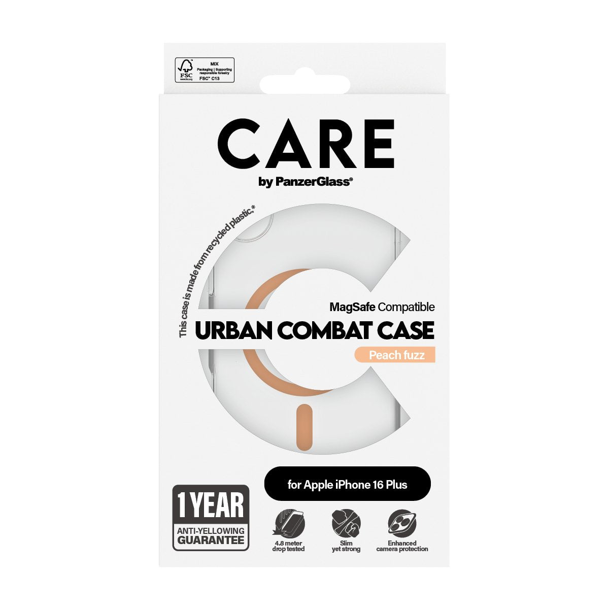 EAN 5715685004414 - PanzerGlass CARE™ by ® Urban Combat Case Transparent w. Peachy MagSafe iPhone 16 Plus funda para teléfono imagen 3