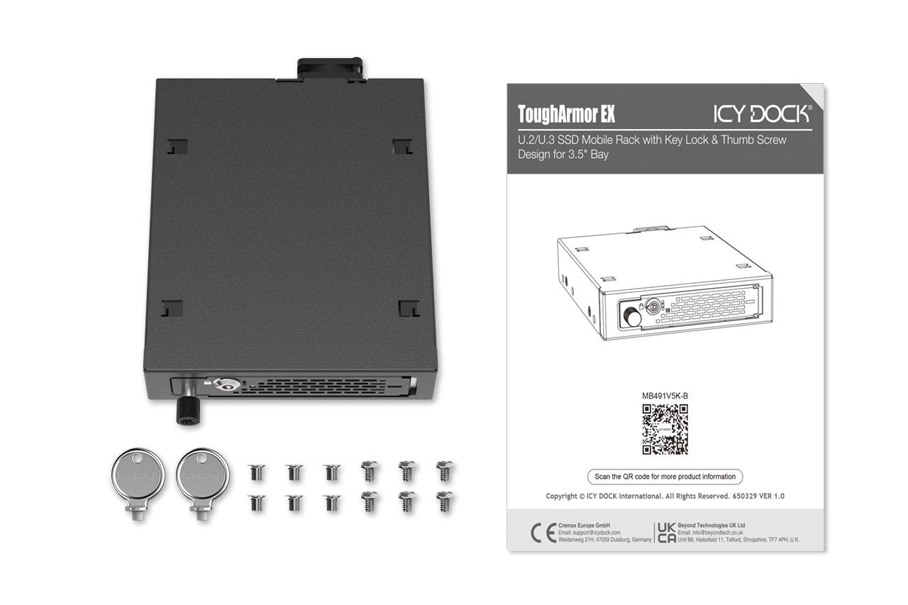 Icy Dock Mob. Rack 1x2.5'' Nvme U.2 U Ssd Pcie 5.0 F. 3 5'' Drive Bay Negro