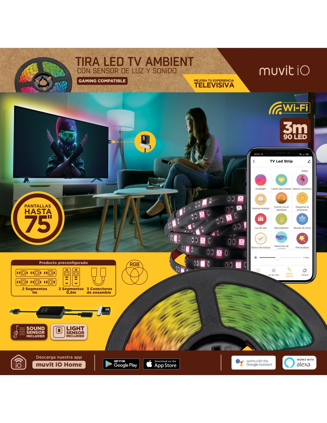 Tira Led Muvit Io Miolst005 3m Color Rgb Regulable