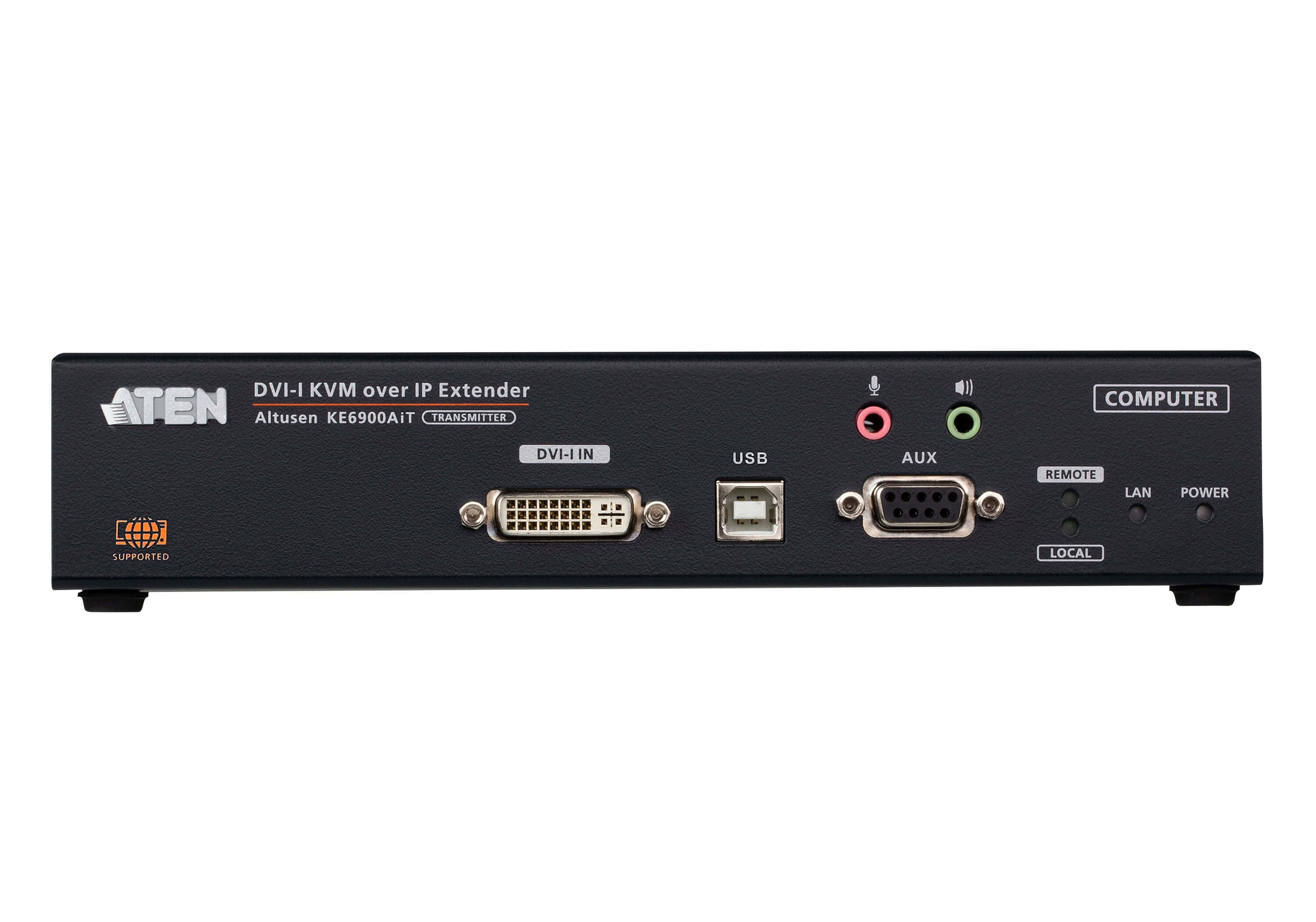 Aten Ke6900ait Extensor Kvm Transmisor Aten Transmisor De Kvm Dvi-I A Través De Ip De Una Sola Pantalla Con Acceso A Internet (Ke6900ait-Ax-G)