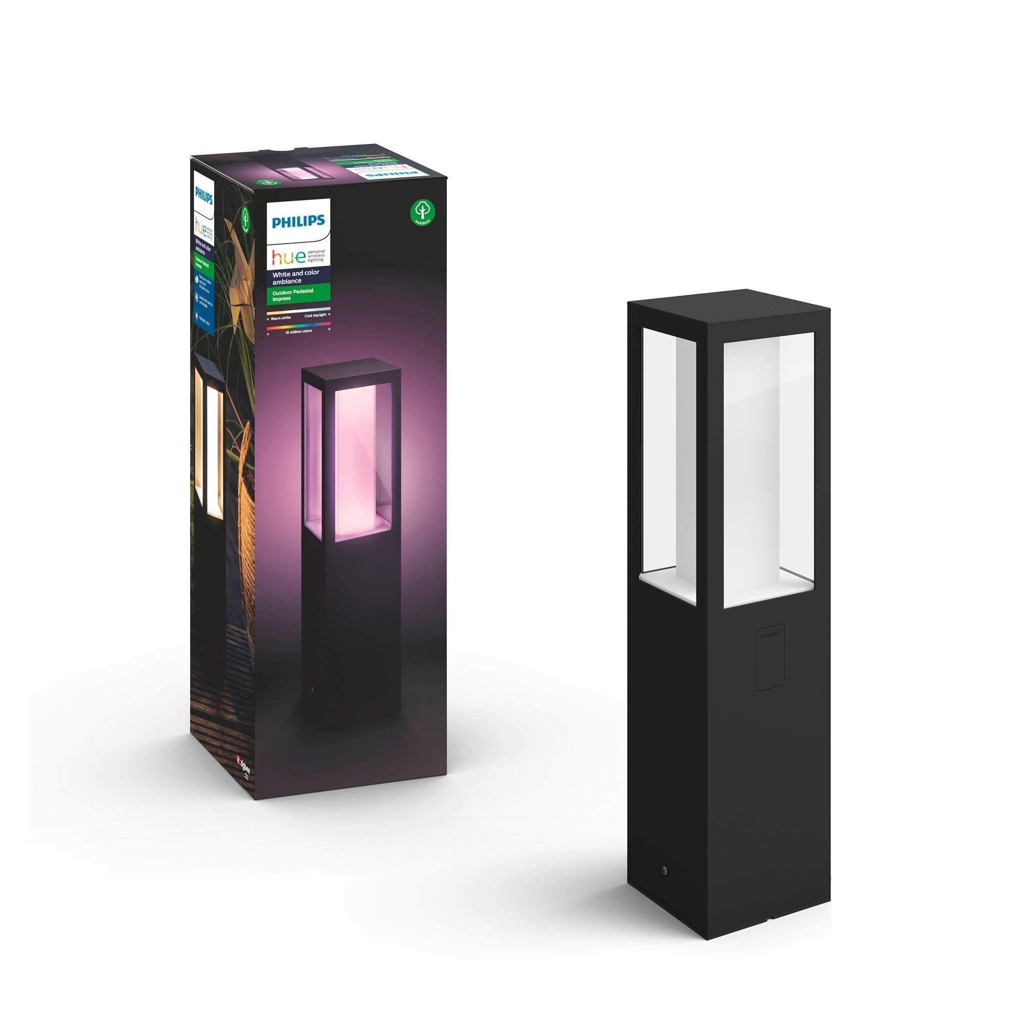Soporte Para Exteriores Philips Impress, Blanco Y Ambiente De Color, Led Integrado De 8 W, Antracita