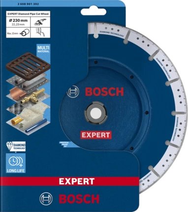 Disco De Corte Diamantado Bosch Professional Expert Disco De Corte Diamantado Para Tubos, Ø 230 Mm, Diámetro 22,23 Mm