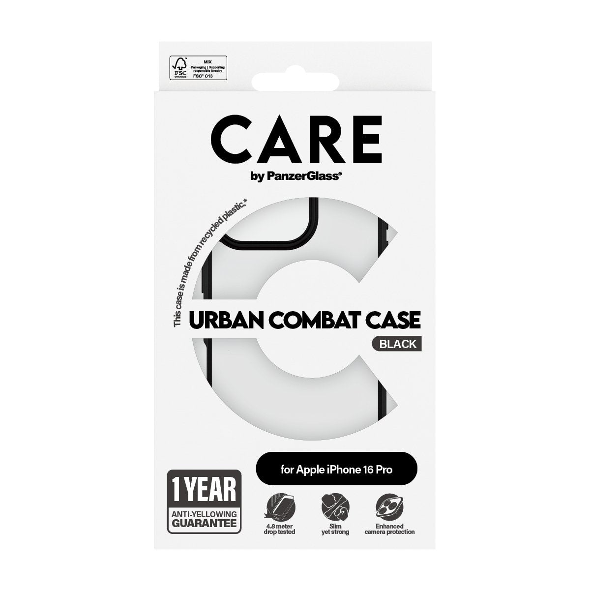 EAN 5715685004285 - PanzerGlass CARE™ by ® Urban Combat Case Transparent w. Black Frame iPhone 16 Pro funda para teléfono móv imagen 3
