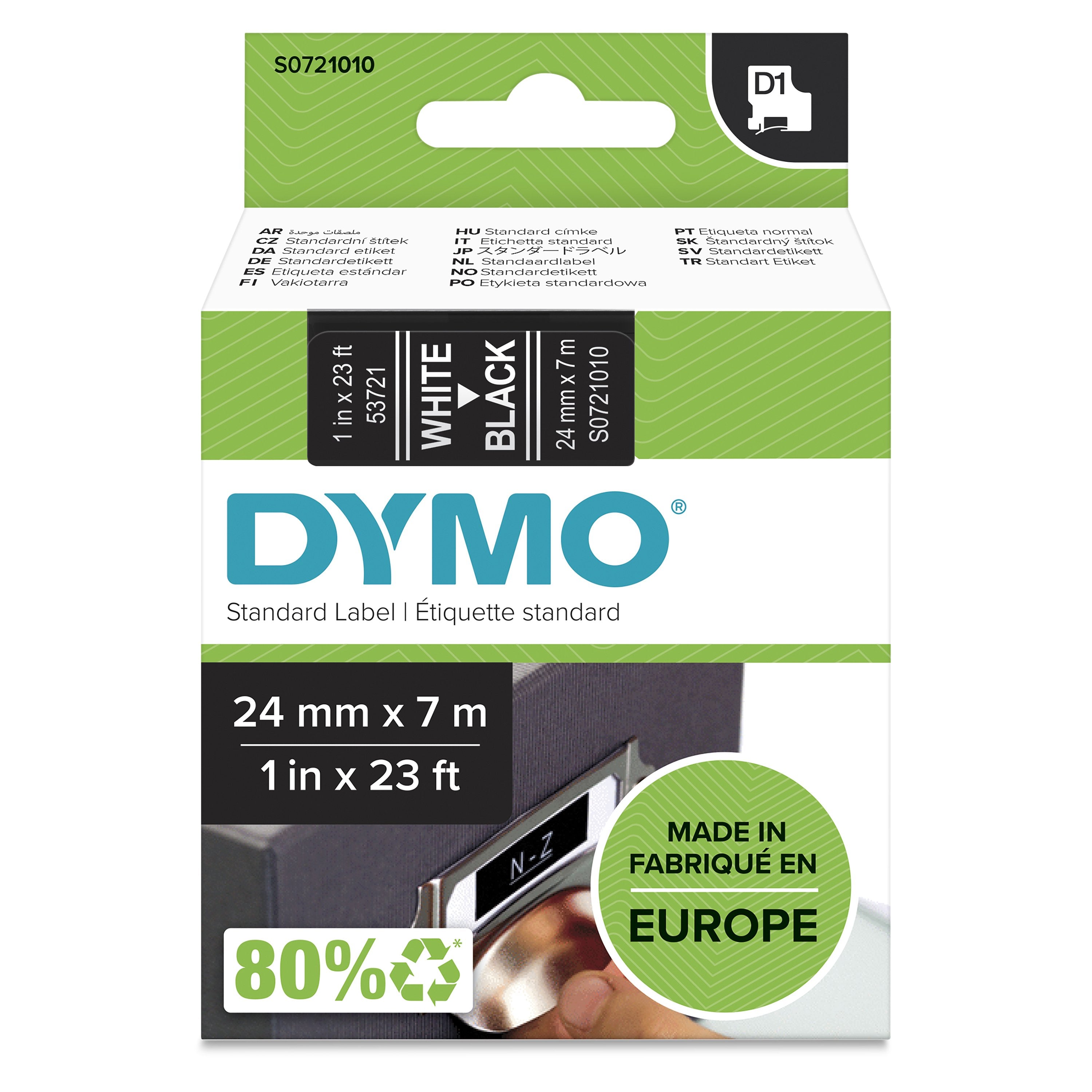 EAN 5411313537216 - DYMO D1 Standard - White on Black - 24mm cinta para impresora de etiquetas Blanco sobre negro imagen 2