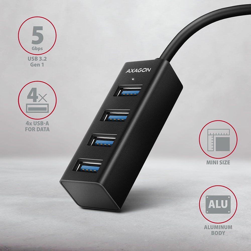 EAN 8595247906212 - Axagon HUE-M1AL hub de interfaz USB 3.2 Gen 1 (3.1 Gen 1) Type-A 5000 Mbit/s Negro imagen 3