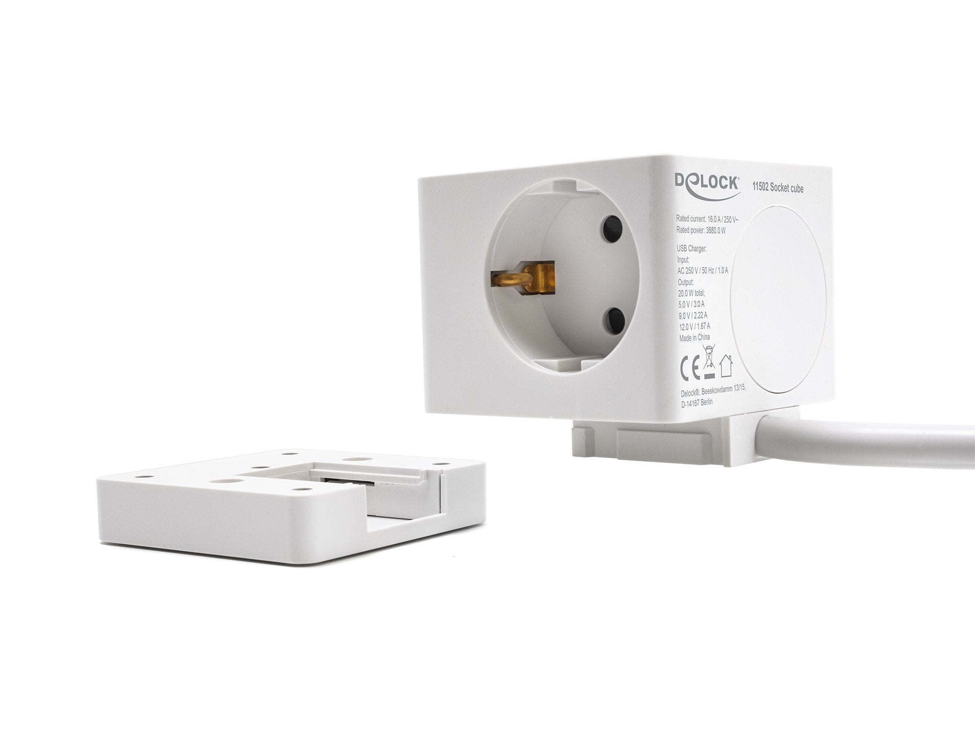 Delock Cubo De Enchufe Con Cable De Extensión 3 Tomas Con Bloqueo Infantil