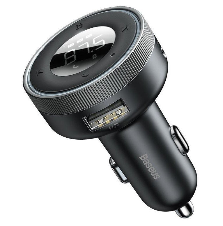 Baseus Car Charger Bluetooth Fm Transmitter Enjoy Car With Led Display Wireless U+U+3,5mm Audio+Tf Mp3 Charger Bt 5.0, 3.4a Black (Cclh-01)