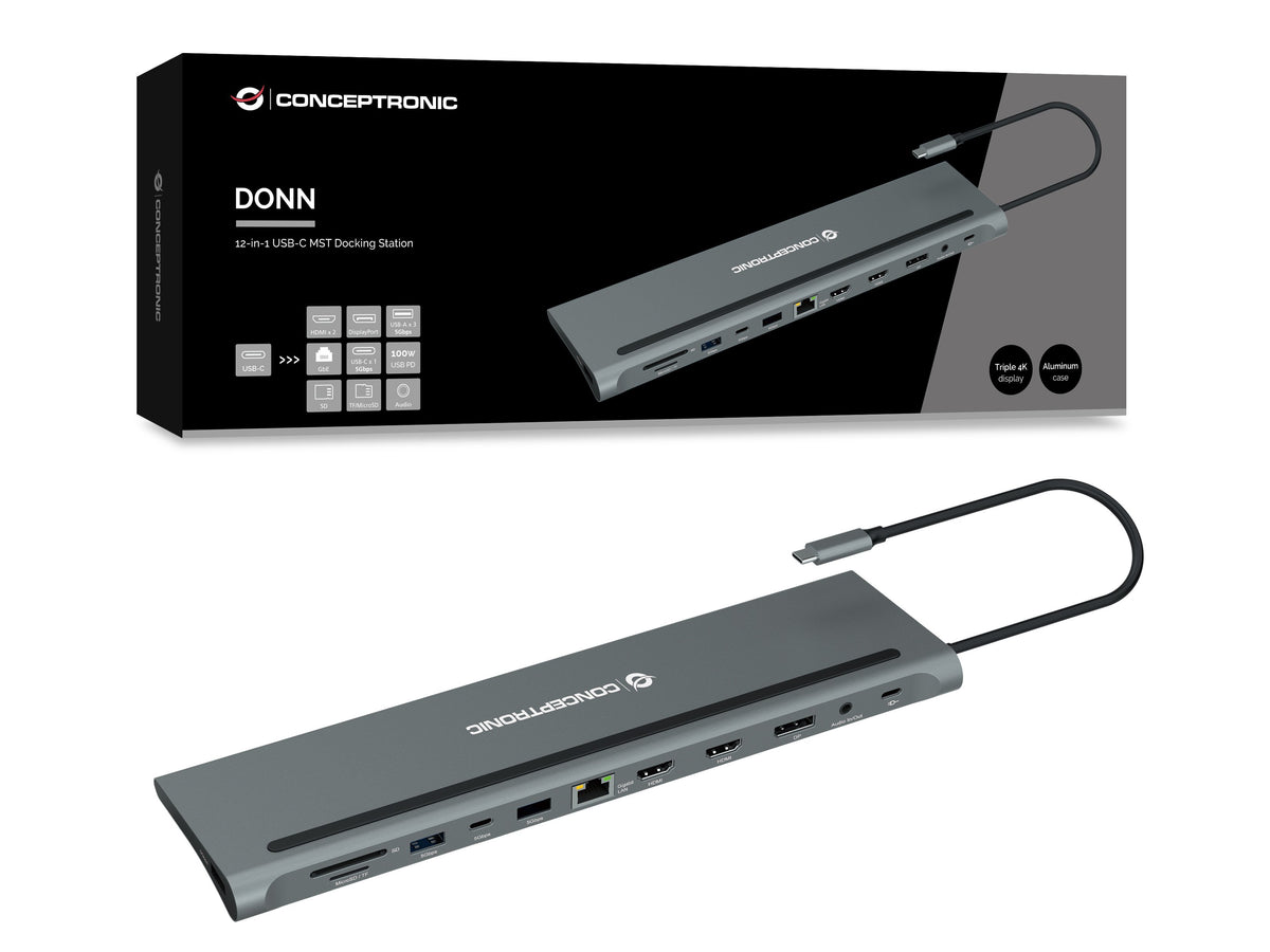 EAN 4015867229545 - Conceptronic DONN17G base para portátil y replicador de puertos Alámbrico USB 3.2 Gen 1 (3.1 Gen 1) Type- imagen 3