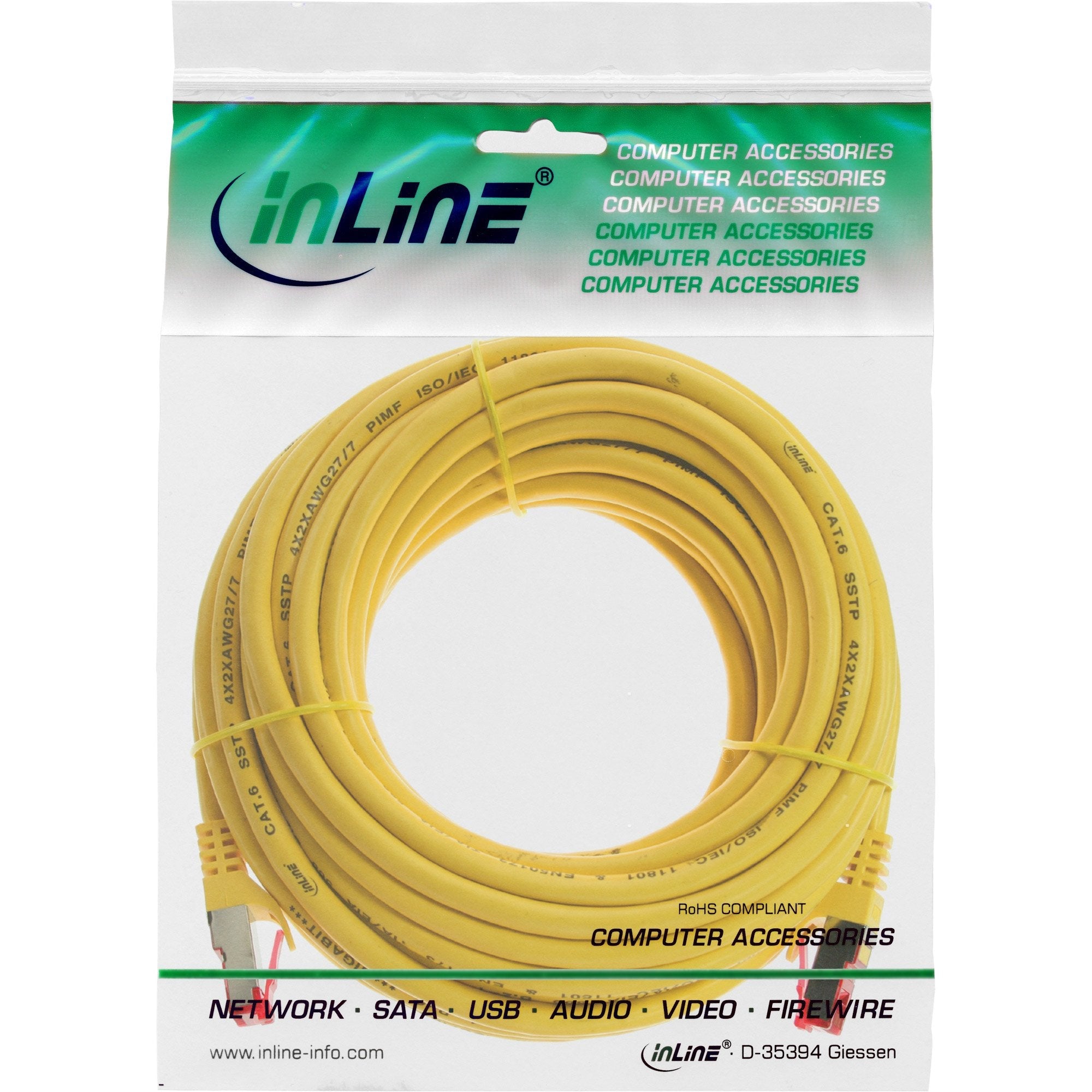 Cable De Red Inline S/Ftp Pimf Cat.6 250mhz Cobre Libre De Halógenos Amarillo 5m