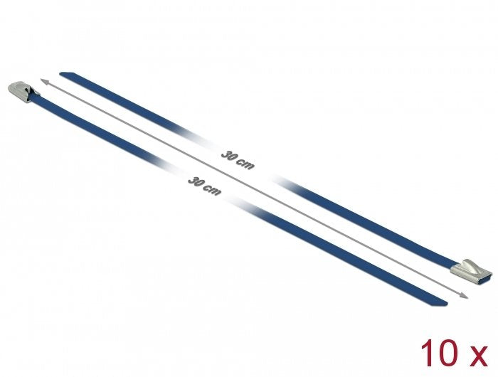 Delock Edelstahlcablebinder L 300 X B 4,6 Mm Blau 10 Stück