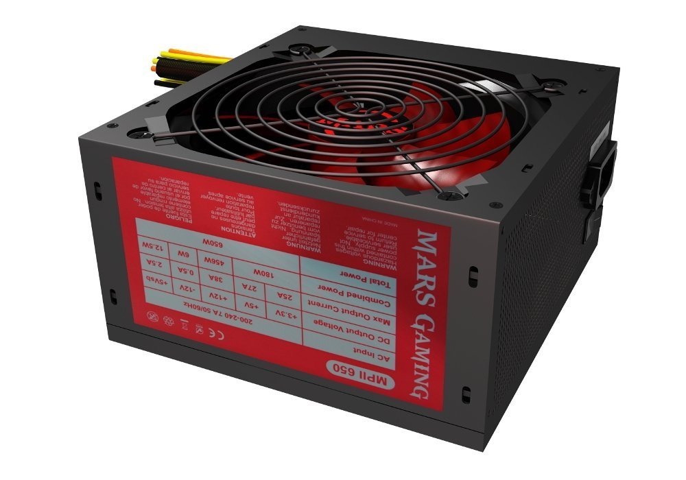 Fuente De Alimentación Mars Gaming Atx 650w Mpii650 Ventilador 12cm 14db 85+ Cableado Largo
