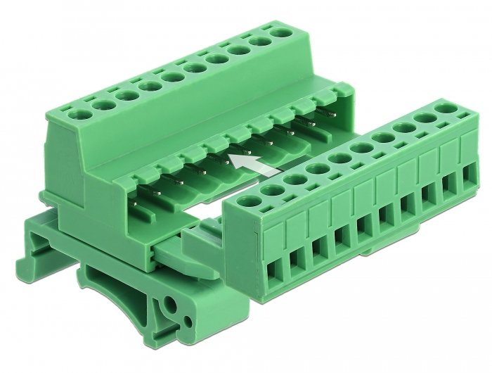 Delock Terminalblock Set Para Rieles Din De 10 Pines Con Paso De 5,08 Mm En Ángulo