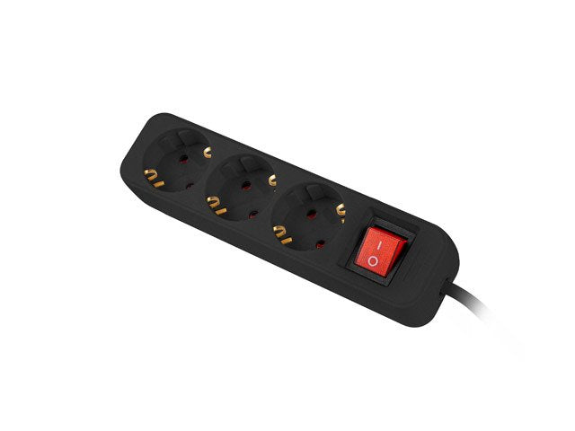 Regleta Lanberg 3 Tomas Schuko Con Protecion Negra 1.5m