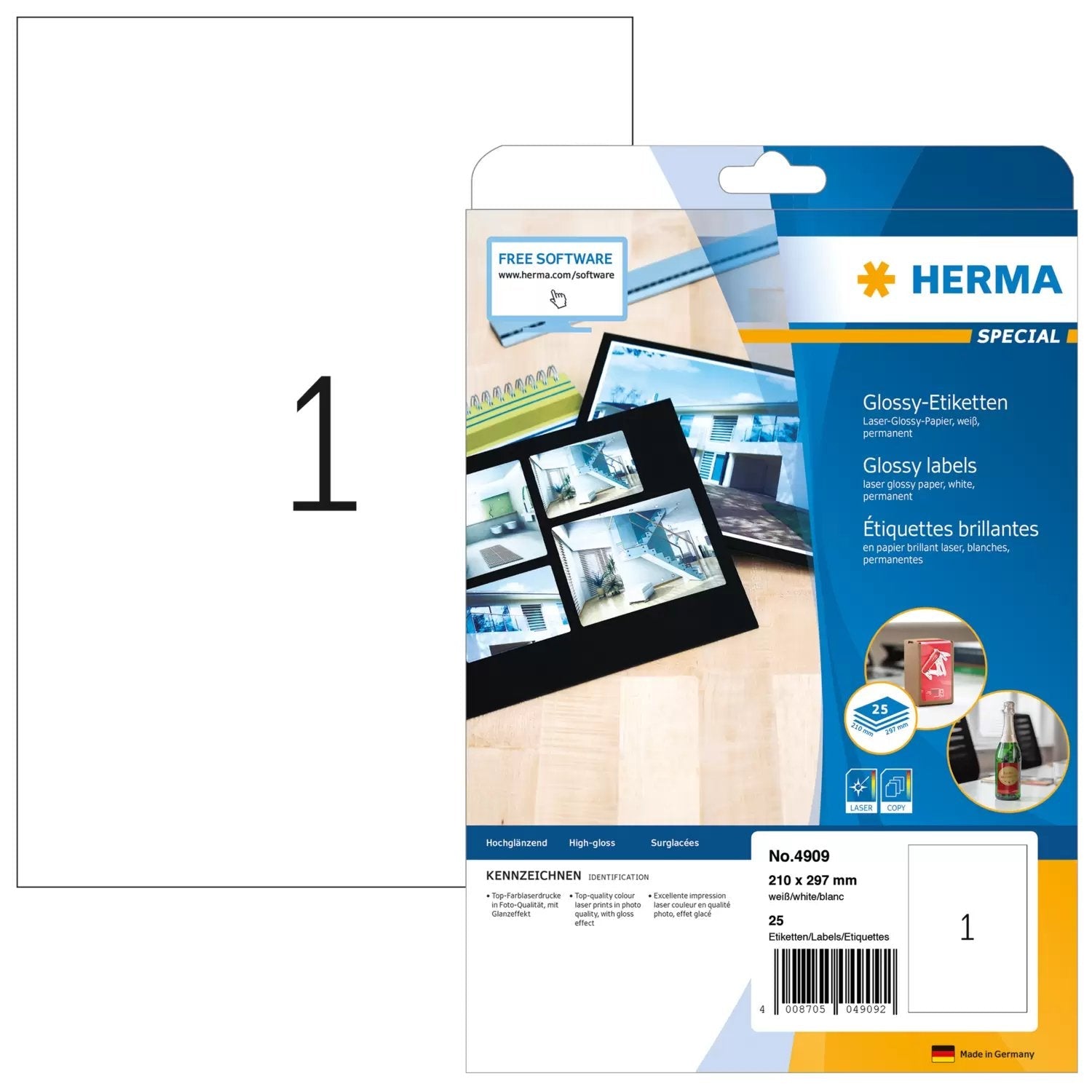 EAN 4008705049092 - HERMA 4909 etiqueta de impresora Blanco Etiqueta para impresora autoadhesiva imagen 1
