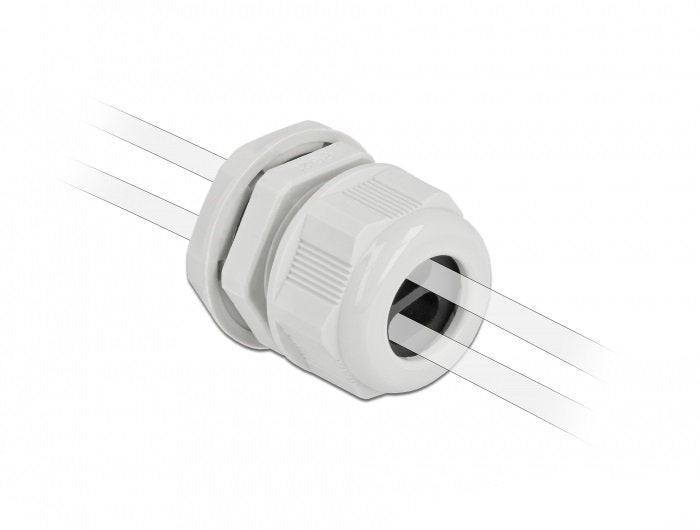Delock Cableverschraubung Pg21 Für Flachcable Mit Zwei Cableeinführungen Grau 2 Stück