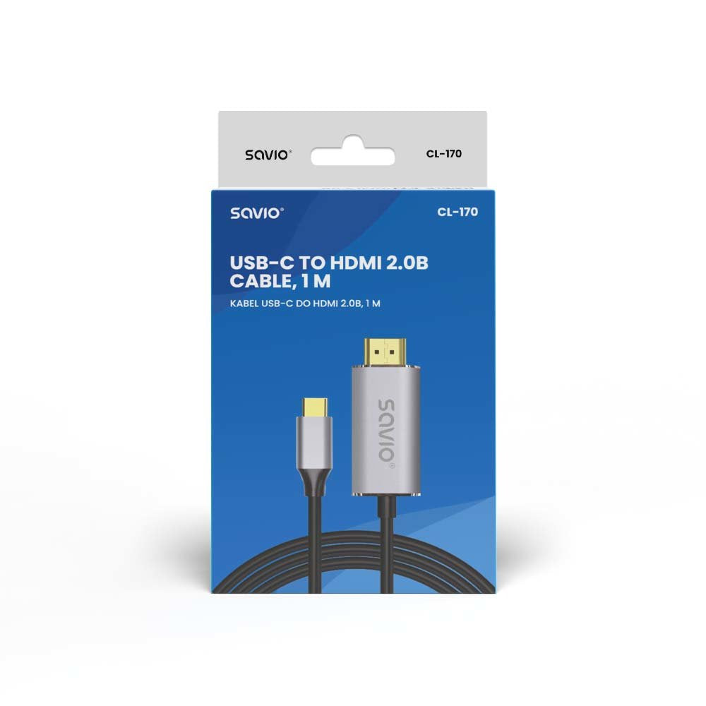 Savio Cl-170 Kabel Usb-C Do Hdmi V2.0b, 1m, Miedz