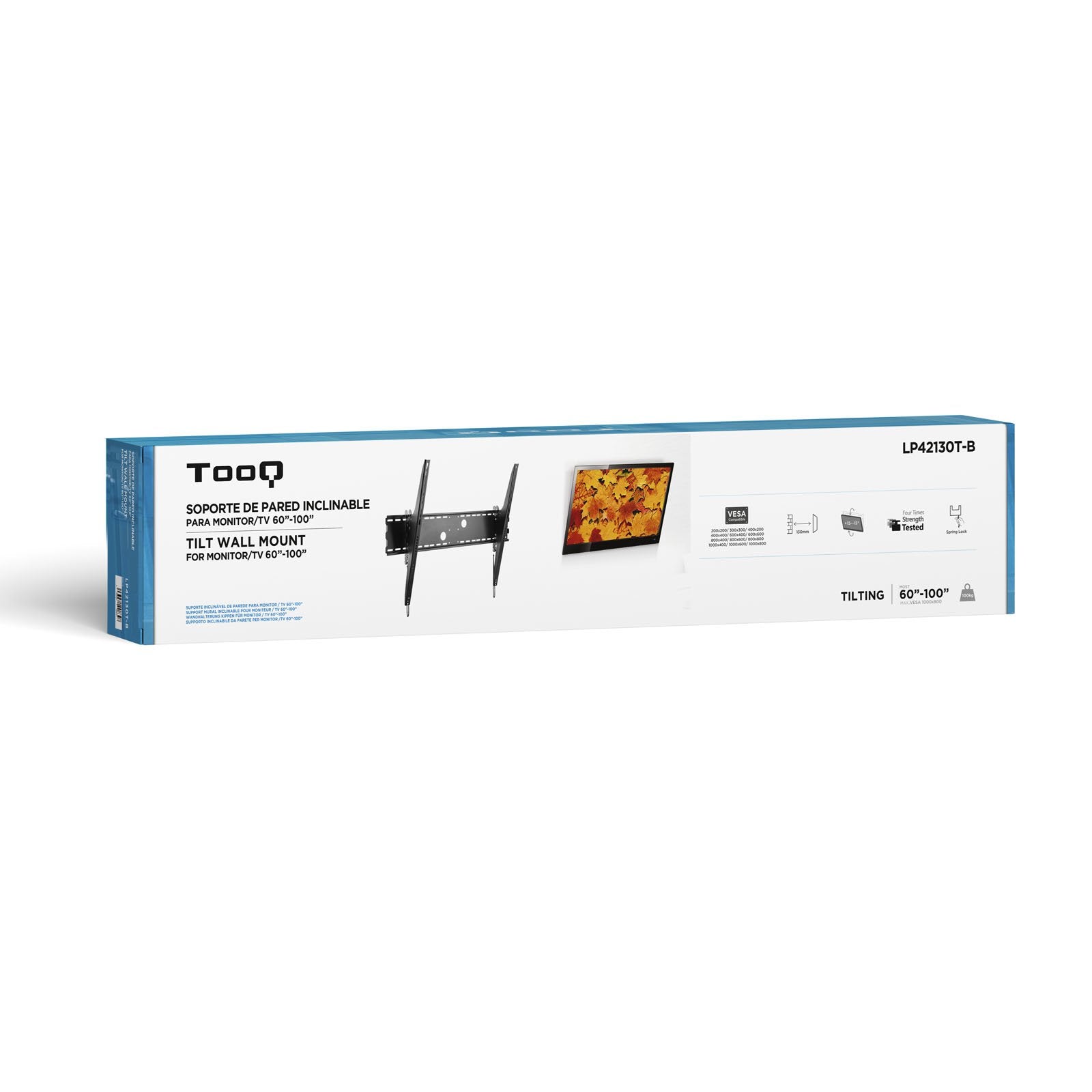 Tooq Soporte Fijo De Pared Para Tv De 60"-100" - Inclinable - Peso Max 130kg - Vesa 1000x800mm - Negro