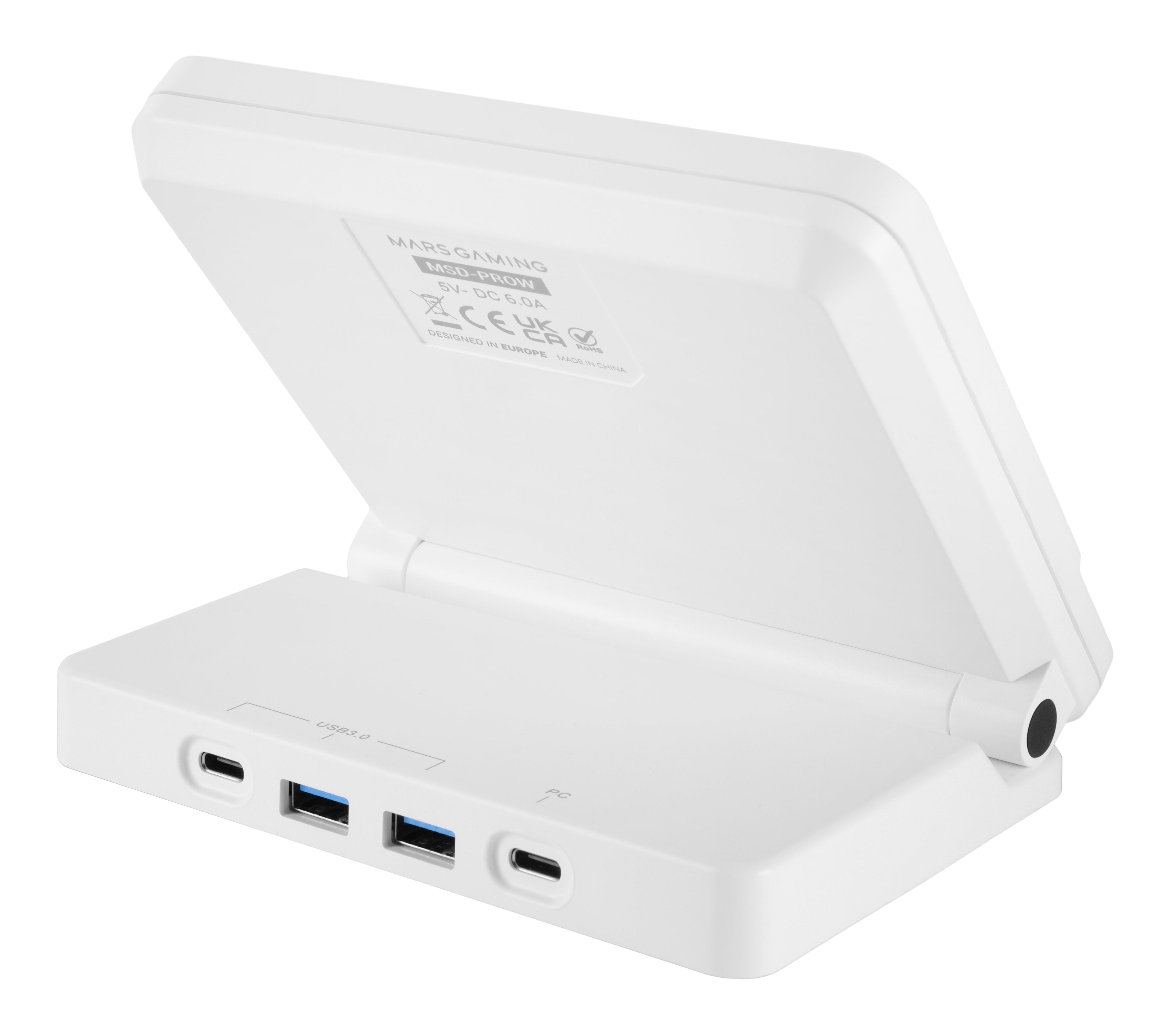 Plataforma De Control Msd-Pro Blanco Mars Gaming 10 Teclas Lcd Y 4 Diales Personalizables/ Hub Usb (2x Usb 3.0 + 1x Usb-C) Y Base Ajustable