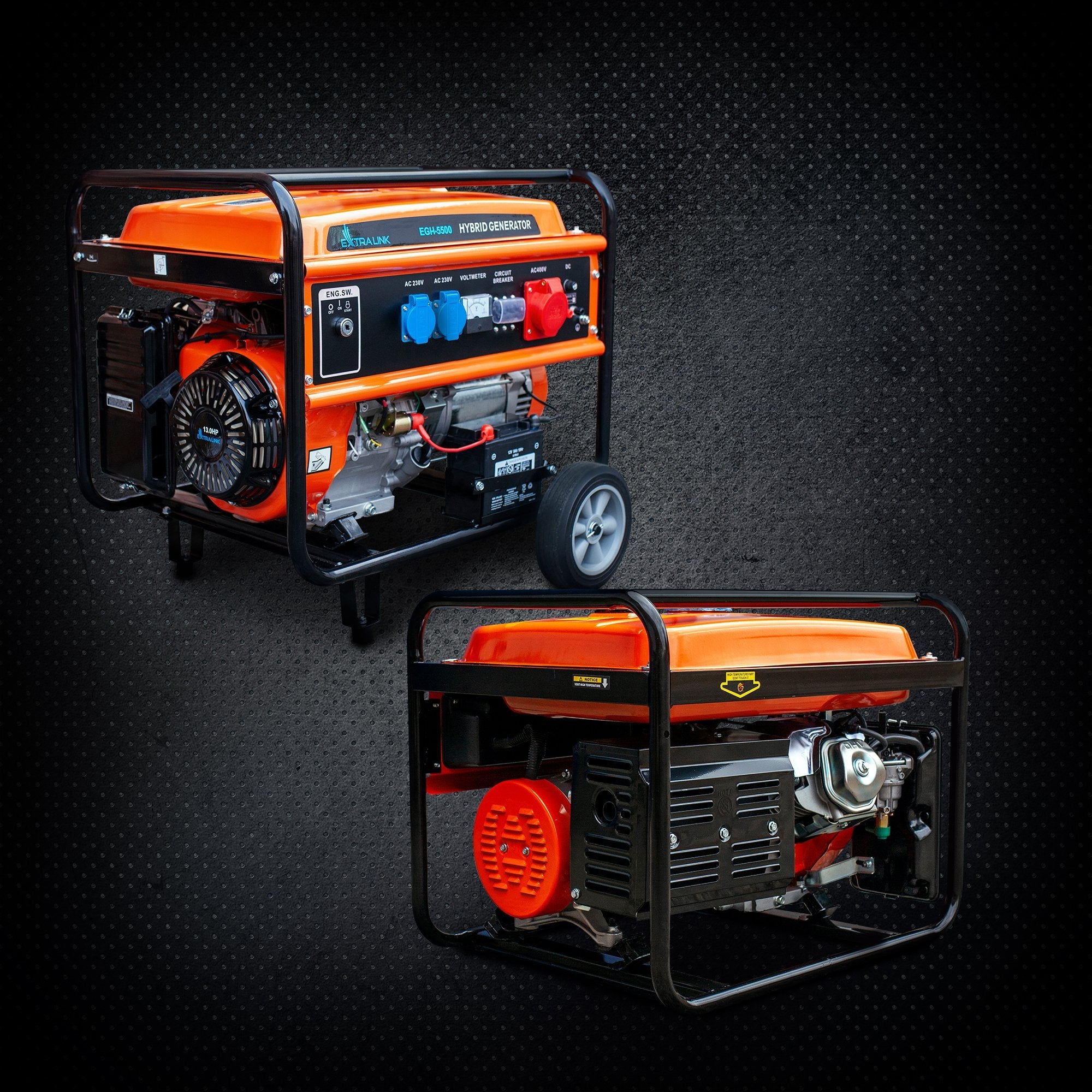 Extralink Ex.30370 Motor-Generador 5000 W 25 L Gasolina Negro, Naranja