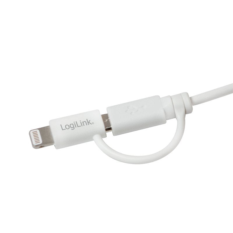 Usb 2.0 Cable, Usb-A M To Micro-Usb + Lightning M, Blanco, 1 M