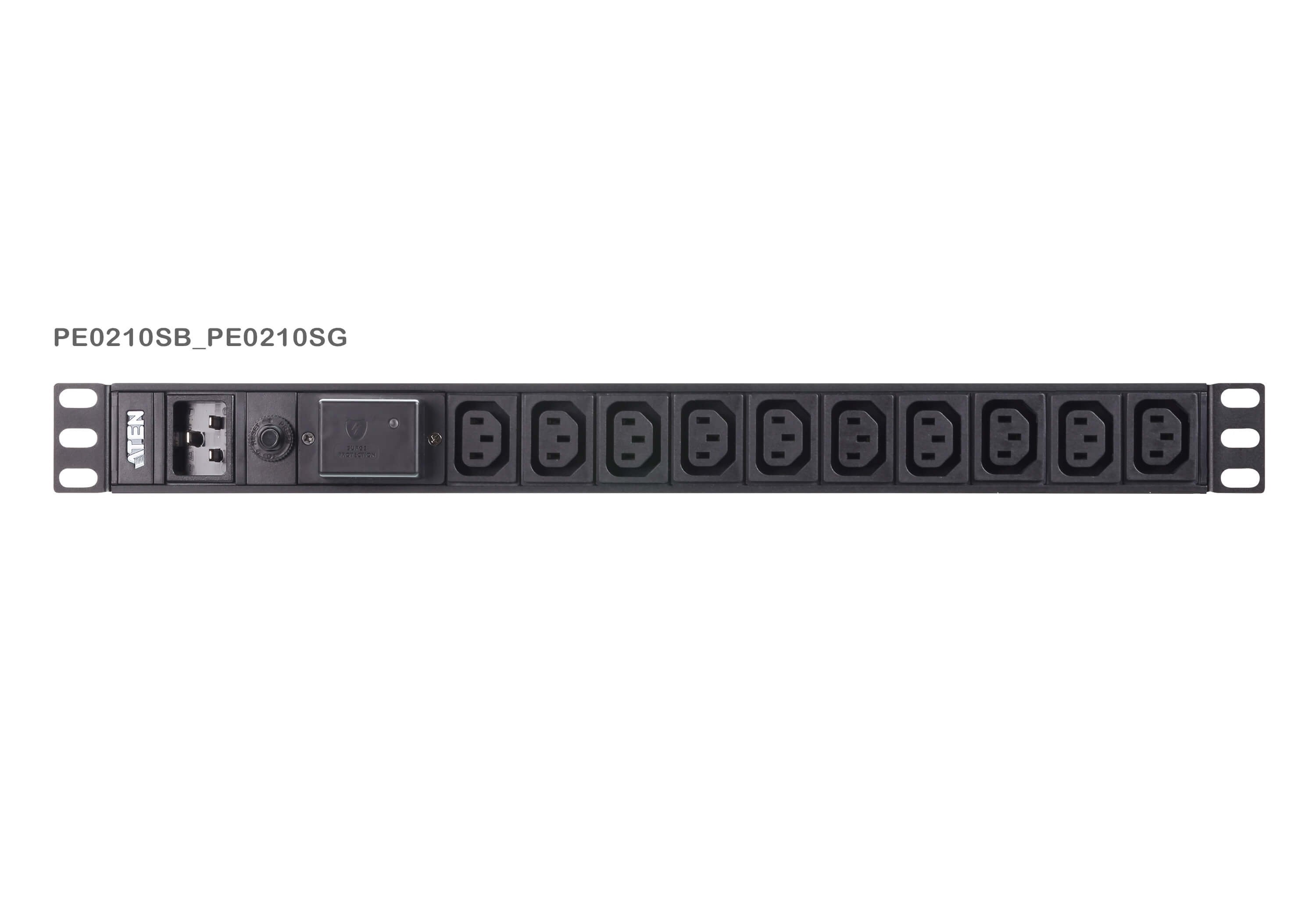 Regleta Aluminio Rack 19" 10xc-13,  Entrada C20 3 Metros 16a 1u Con Protección Contra Sobretensión Aten