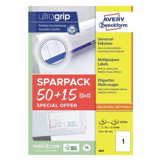 Avery Zweckform Etiquetas 6603 Blanco 210,0 X 297,0 Mm
