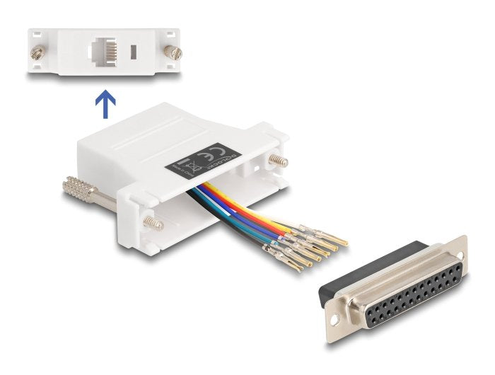 Delock 67098 D-Sub Hembra De 25 Pines A Rj12 Hembra, Kit De Montaje Blanco