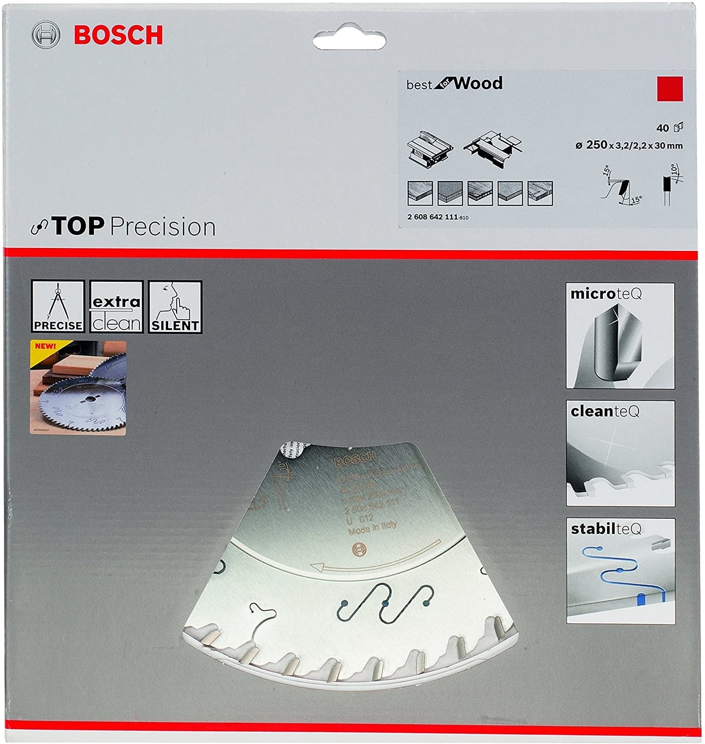Hoja De Sierra Circular Bosch Top Precision Best For Wood 250 Mm X 30 Mm - 40z