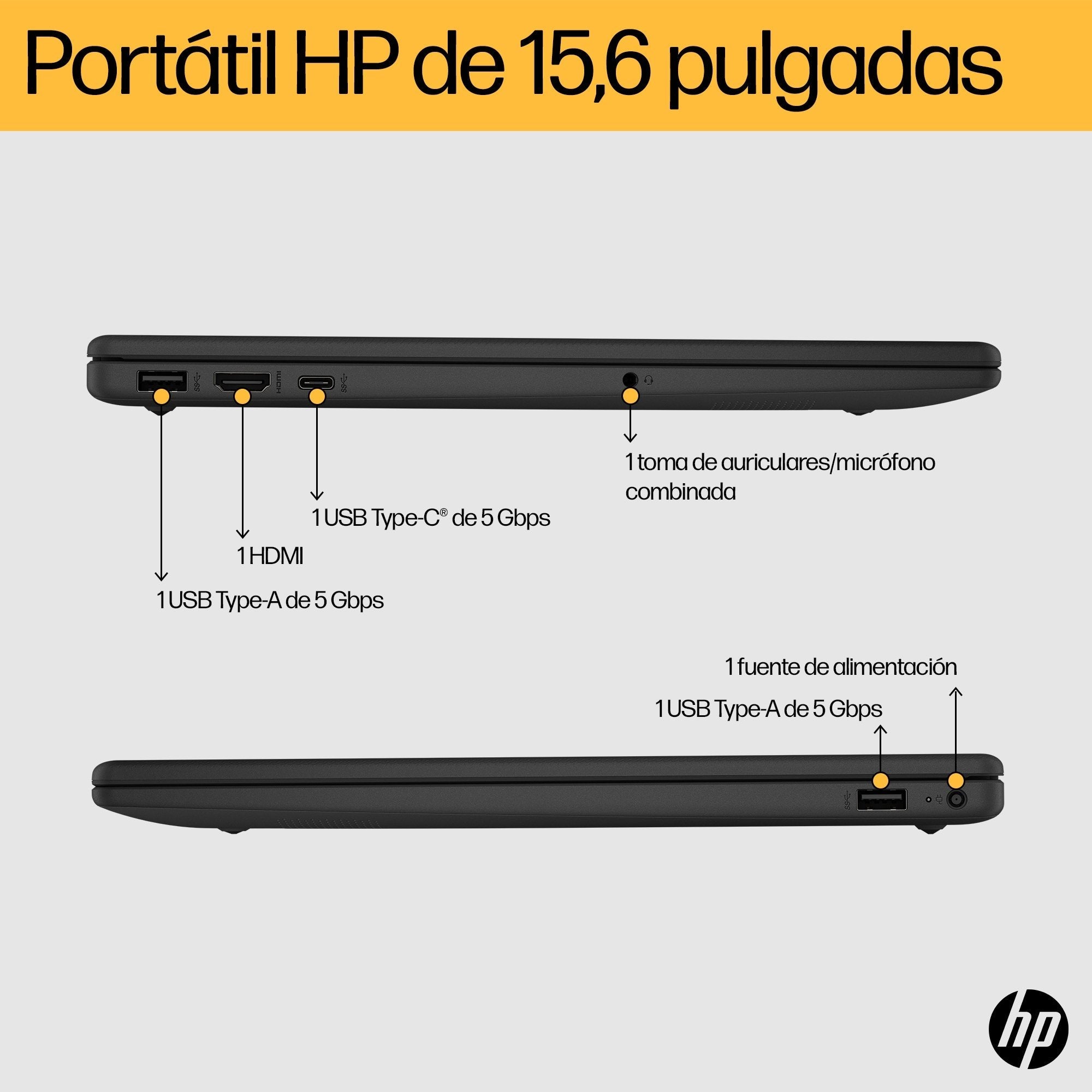EAN 198701537229 - HP 15-fc0069ns AMD Ryzen™ 5 7520U Portátil 39,6 cm (15.6") Full HD 16 GB LPDDR5-SDRAM 1 TB SSD Wi-Fi 6 (80 imagen 5