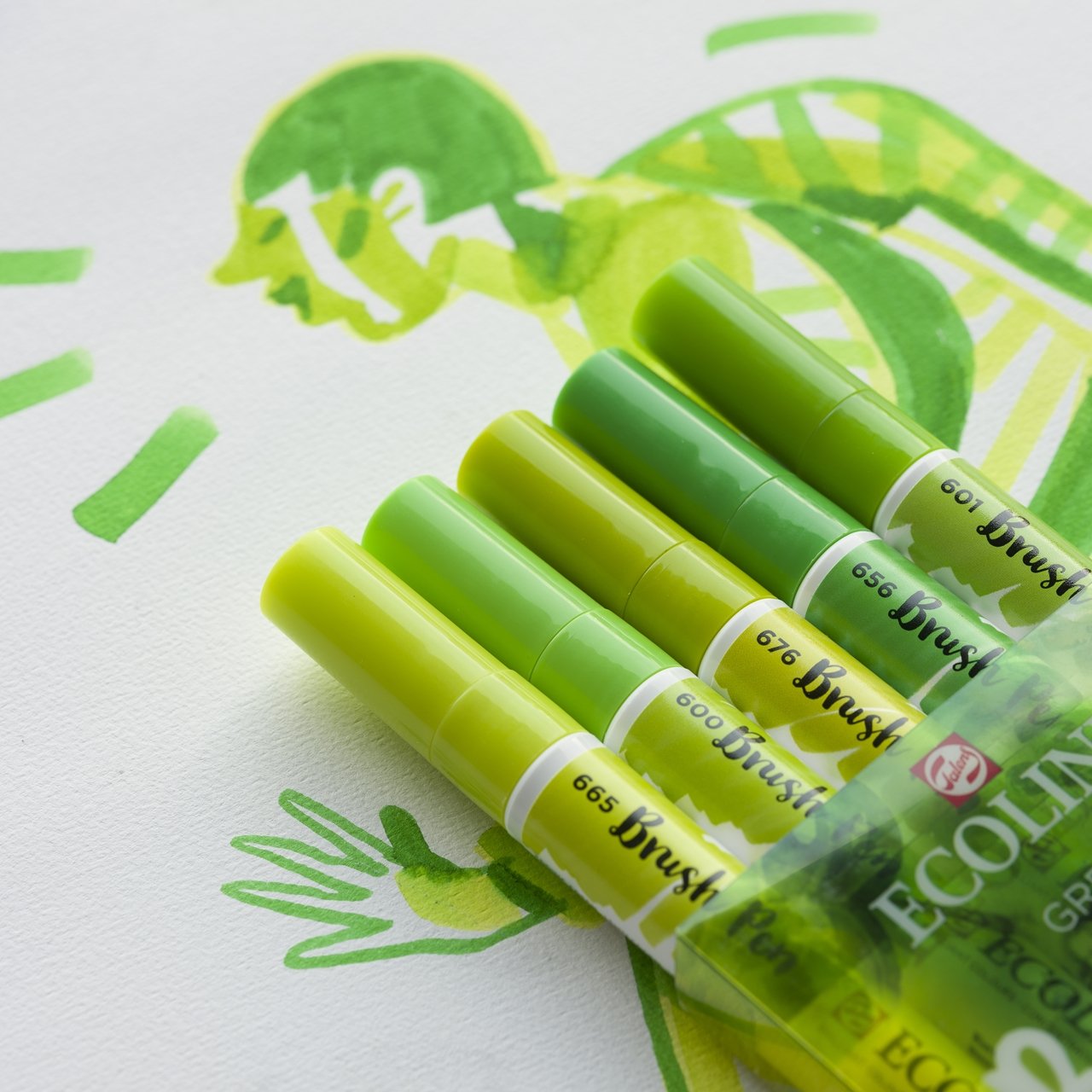 Talens Ecoline Rotuladores Brush Pen Punta Pincel Estuche De 5 Verde