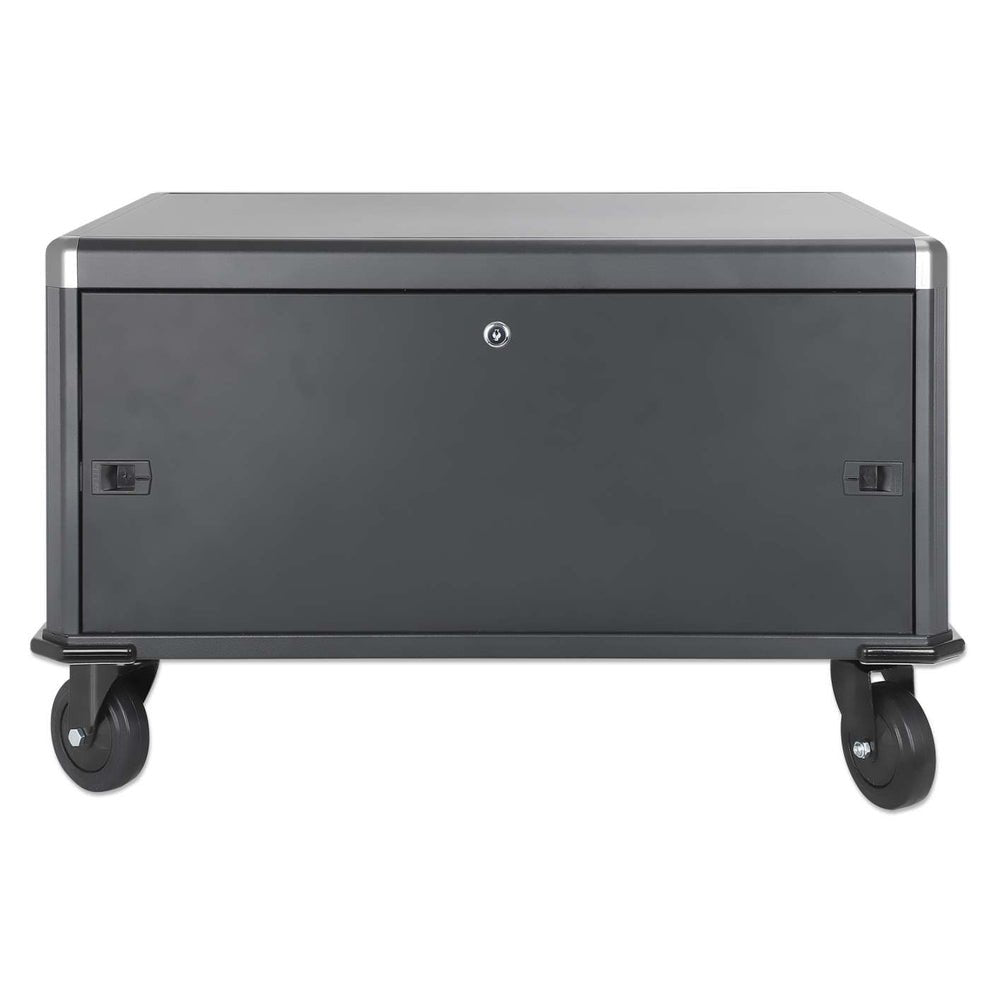 Manhattan Laptop Charging Cabinet Desktop Via Ac Adapter (Eu) 20-Bay, Install Device'S Ac Adapter (Power Cables) Into Unit, Suitable For All Laptops (To 16"), Ipads, Macbooks, Chromebooks, Other Portable Devices, Bays 380x30x280mm, Cart, Lo