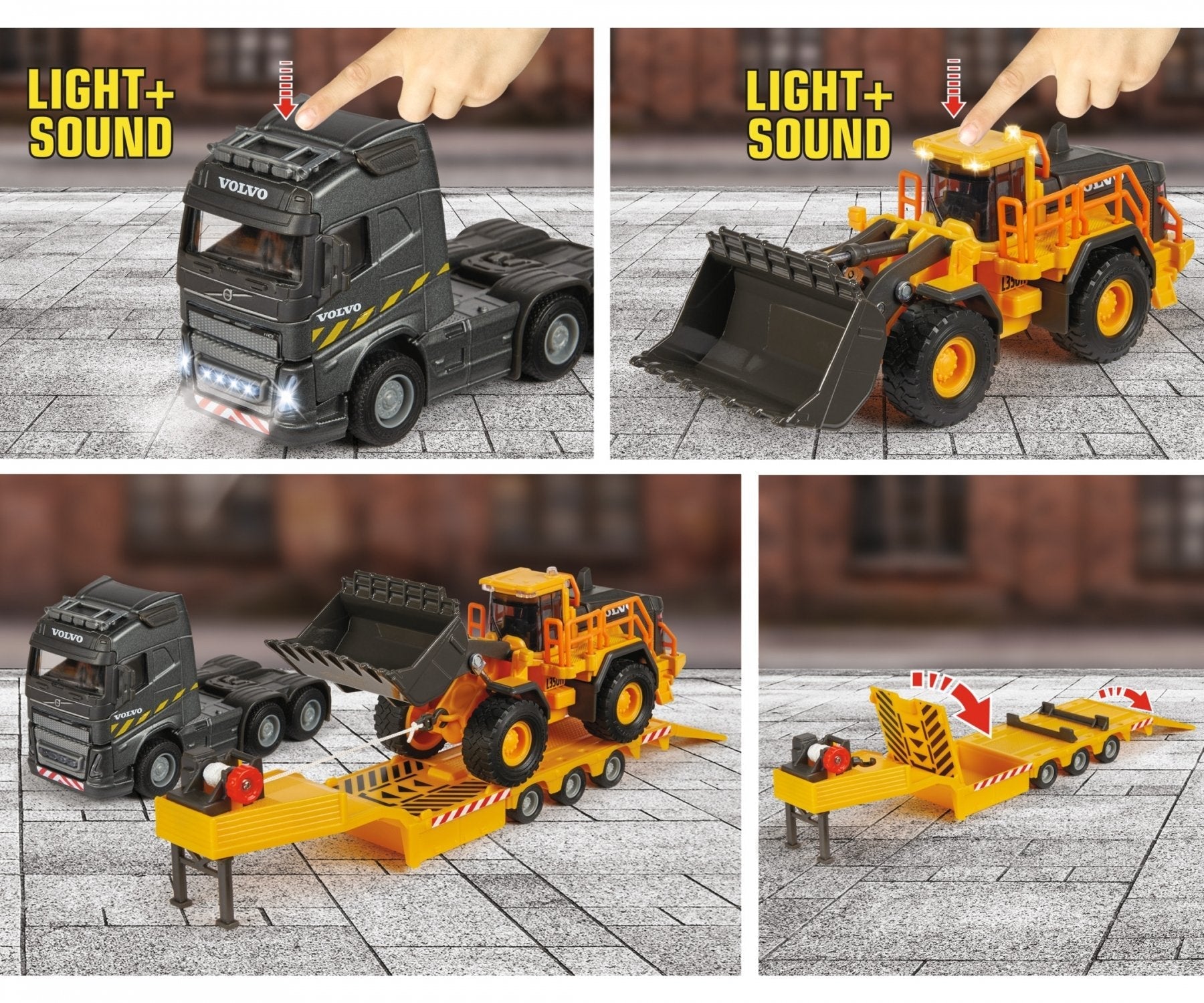 Vehículo De Juguete Majorette  Volvo Truck Fh-16 Con Remolque Y Pala Cargadora
