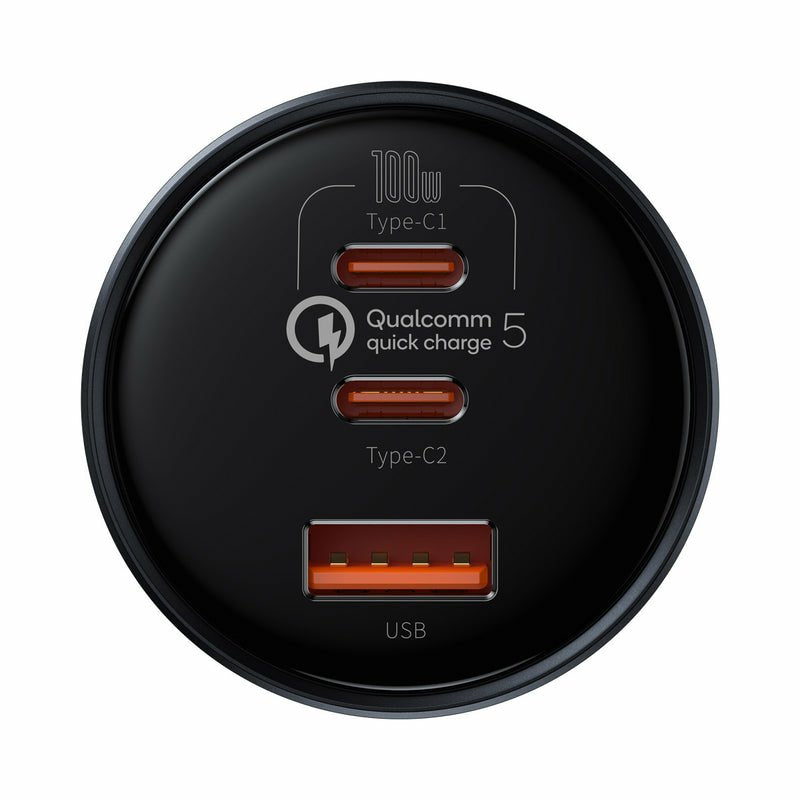 Ladowarka Samochodowa Baseus Qualcomm, Usb, 2x Usb-C, 160w (Szara)