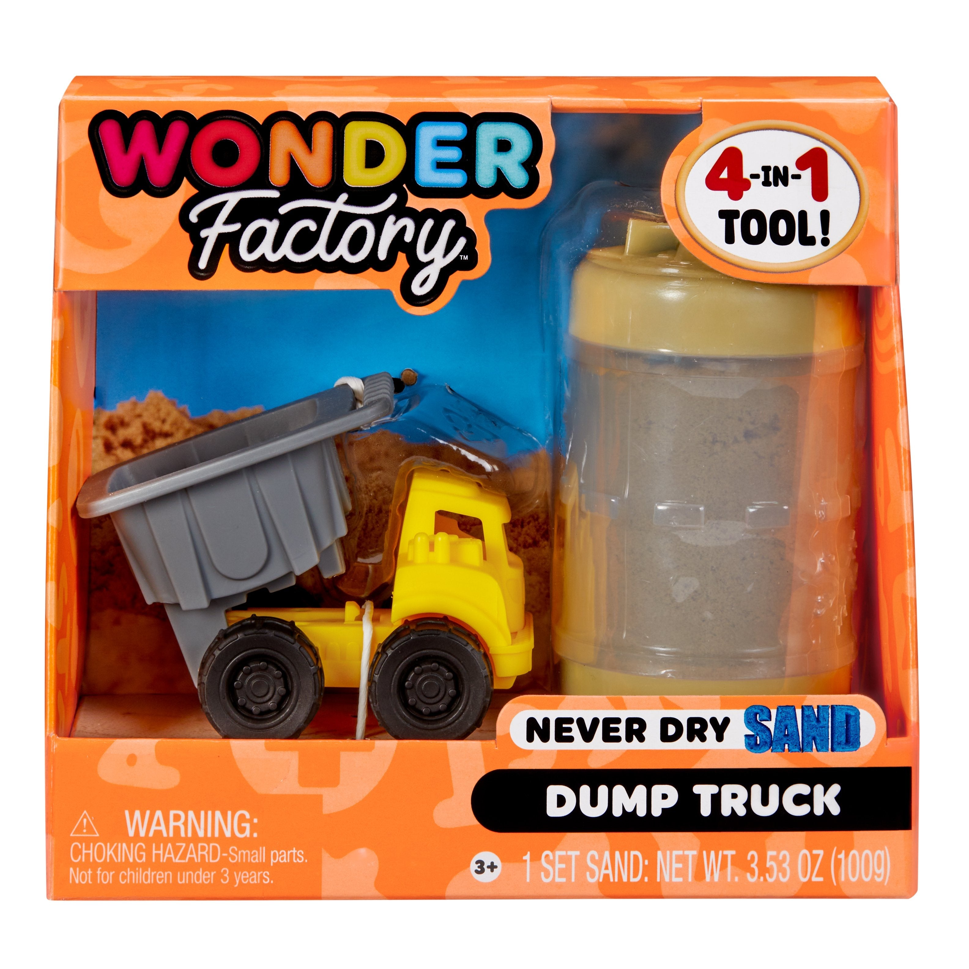 EAN 0035051532897 - MGA Entertainment Wonder Factory Never Dry Sand Construction Trucks - Light Brown + Dump Truck imagen 3